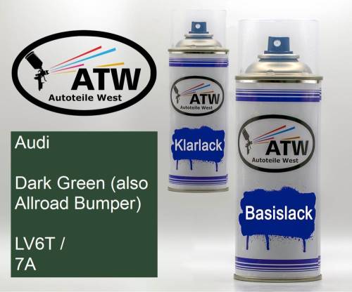 Audi, Dark Green (also Allroad Bumper), LV6T / 7A: 400ml Sprühdose + 400ml Klarlack - Set, von ATW Autoteile West.